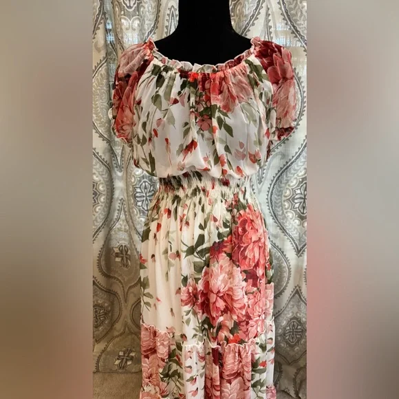Kate and Lily Floral Maxi Dress in Pink and White Size 4 - Picture 2 of 8
